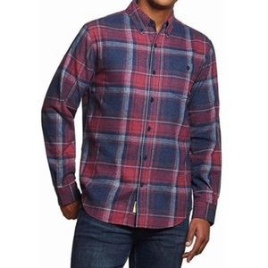 Weatherproof Red and Blue Plaid Casual Button Down Shirt